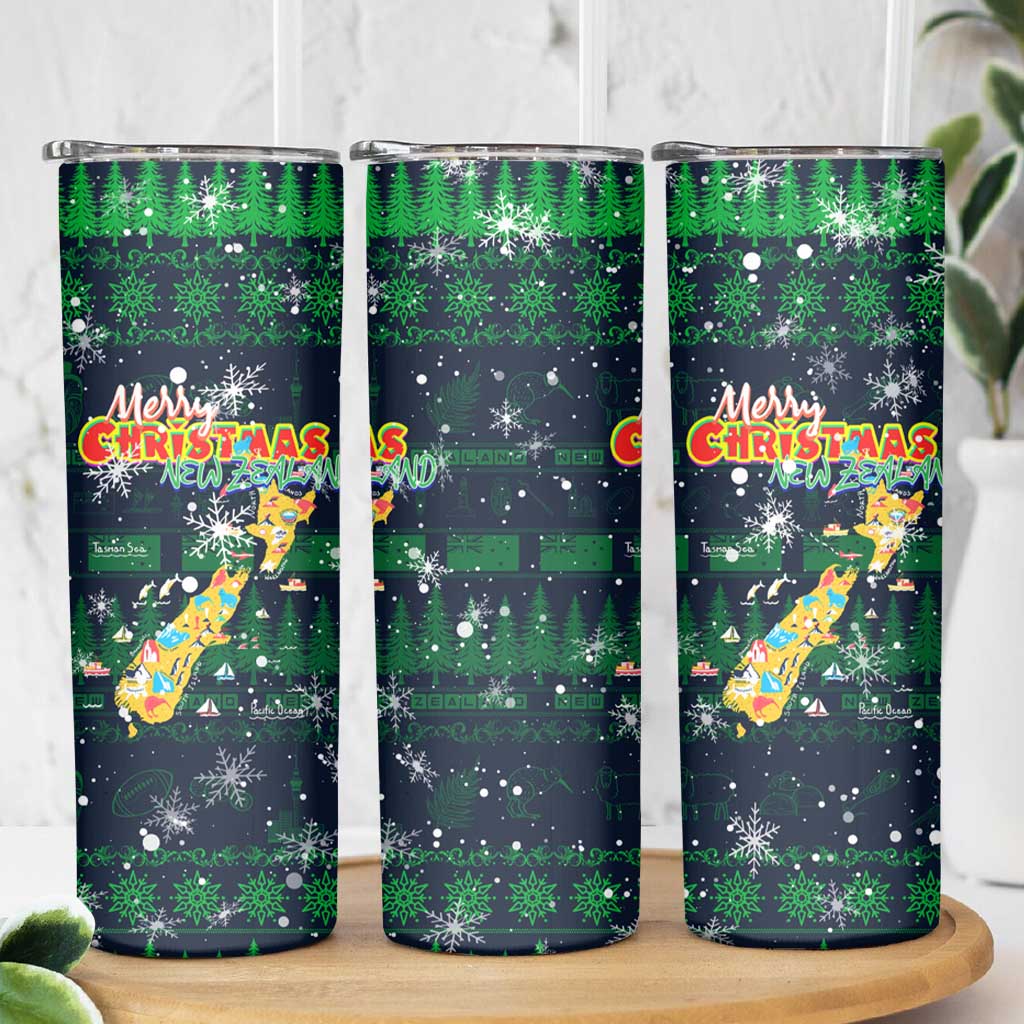 Merry Christmas New Zealand Skinny Tumbler Xmas Travel Map DT02 - Polynesian Pride