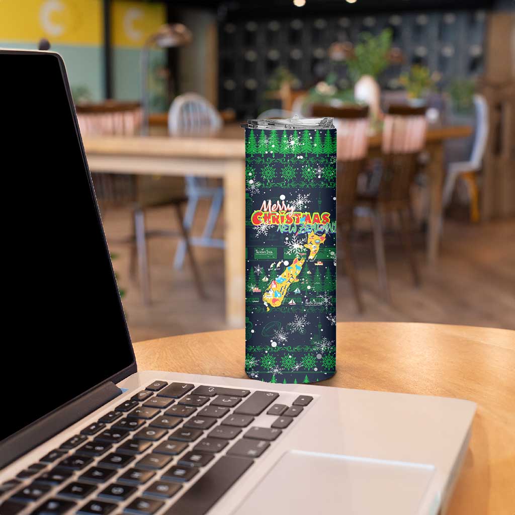 Merry Christmas New Zealand Skinny Tumbler Xmas Travel Map DT02 - Polynesian Pride