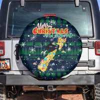 Merry Christmas New Zealand Spare Tire Cover Xmas Travel Map DT02 Blue - Polynesian Pride