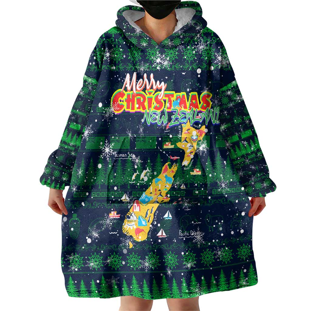Merry Christmas New Zealand Wearable Blanket Hoodie Xmas Travel Map DT02 - Polynesian Pride