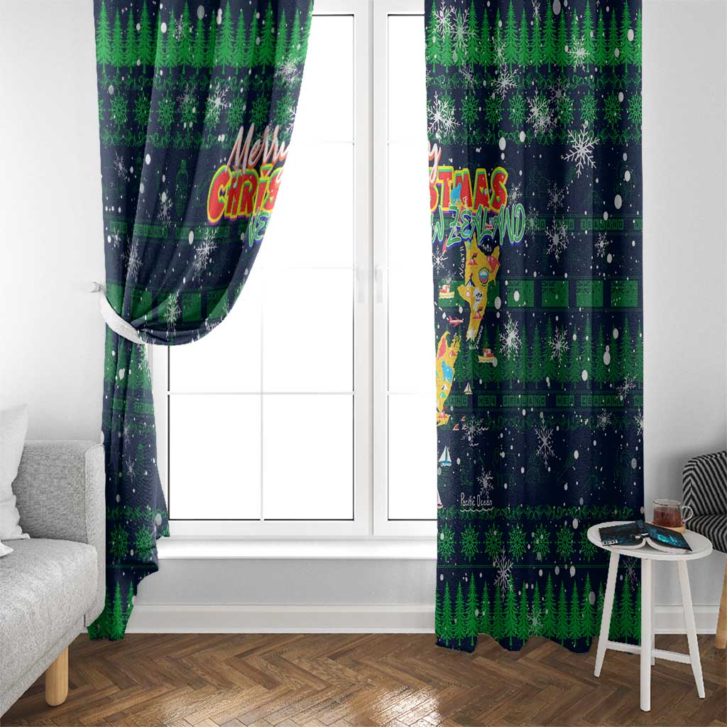 Merry Christmas New Zealand Window Curtain Xmas Travel Map - Polynesian Pride