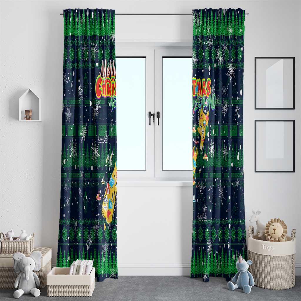 Merry Christmas New Zealand Window Curtain Xmas Travel Map - Polynesian Pride