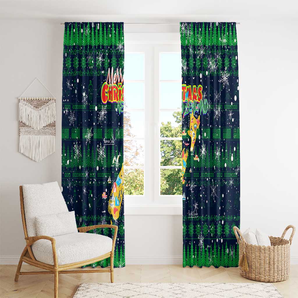 Merry Christmas New Zealand Window Curtain Xmas Travel Map - Polynesian Pride