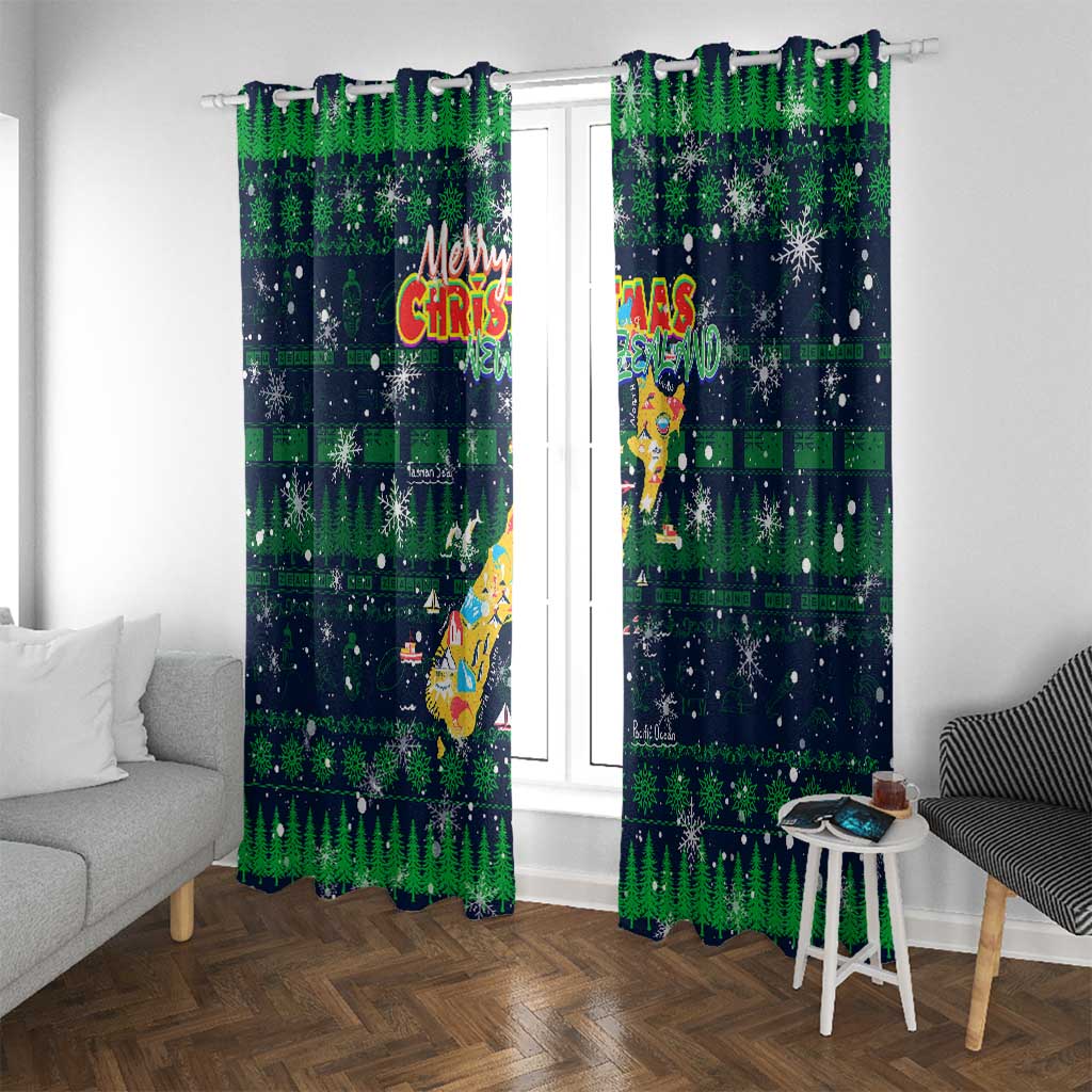 Merry Christmas New Zealand Window Curtain Xmas Travel Map - Polynesian Pride