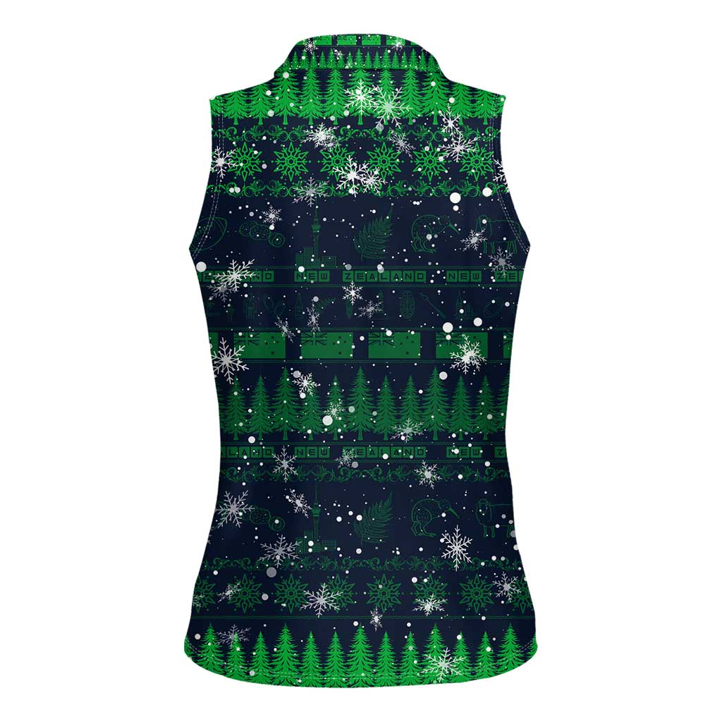 Merry Christmas New Zealand Women Sleeveless Polo Shirt Xmas Travel Map DT02 - Polynesian Pride