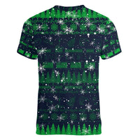Merry Christmas New Zealand Women V-Neck T-Shirt Xmas Travel Map DT02 - Polynesian Pride
