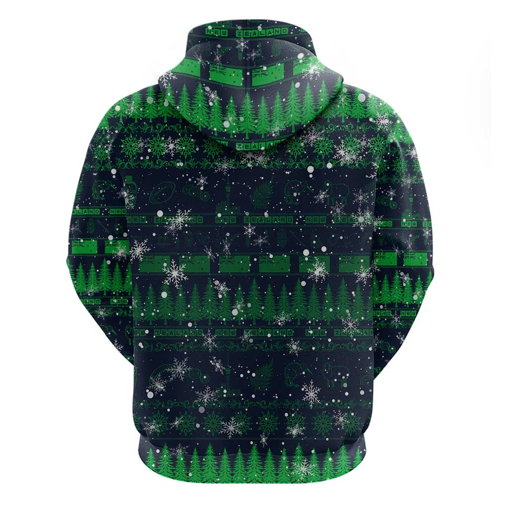 Merry Christmas New Zealand Zip Hoodie Xmas Travel Map - Polynesian Pride