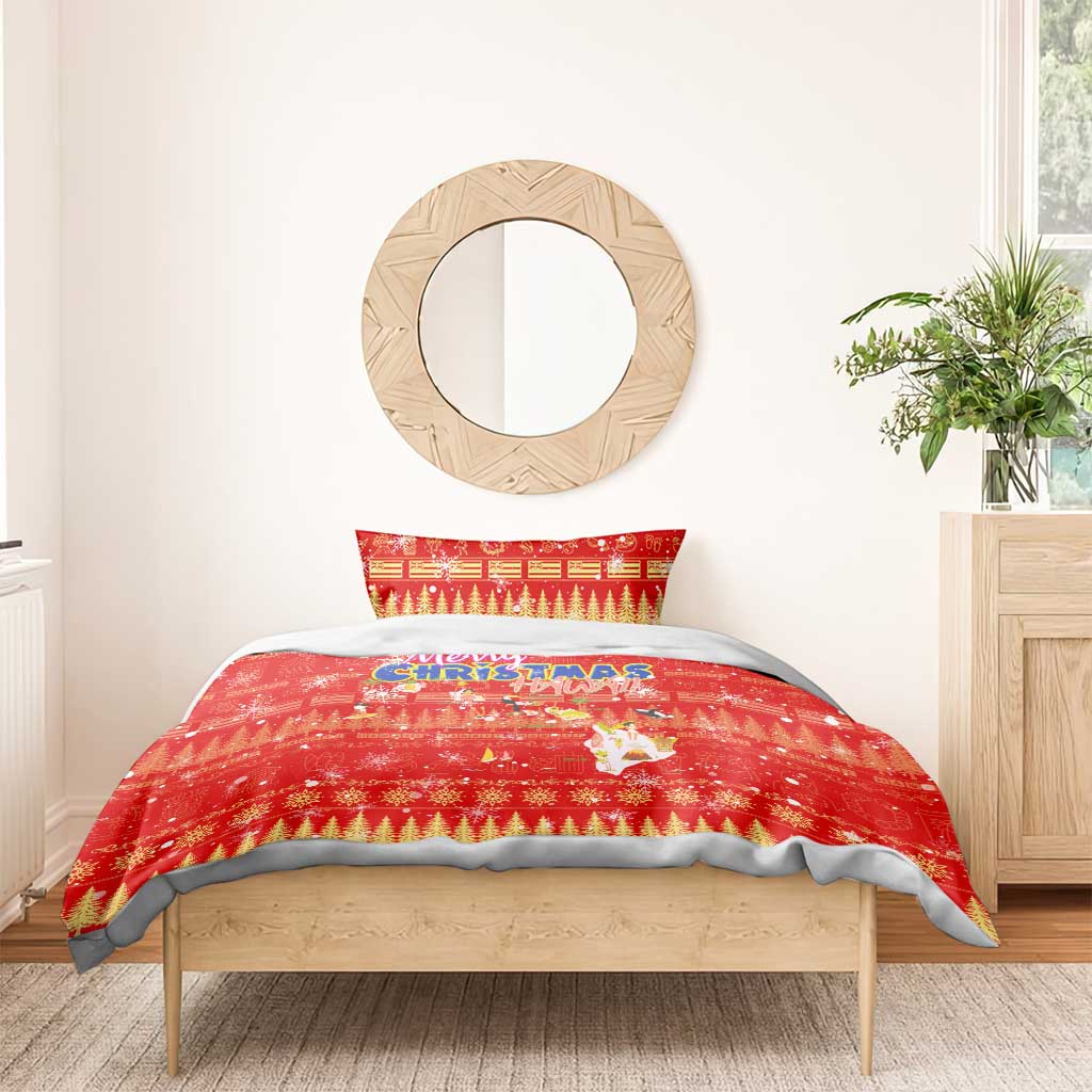 Merry Christmas Hawaii Bedding Set Xmas Travel Map - Polynesian Pride