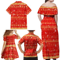 Merry Christmas Hawaii Family Matching Off Shoulder Maxi Dress and Hawaiian Shirt Xmas Travel Map DT02 - Polynesian Pride