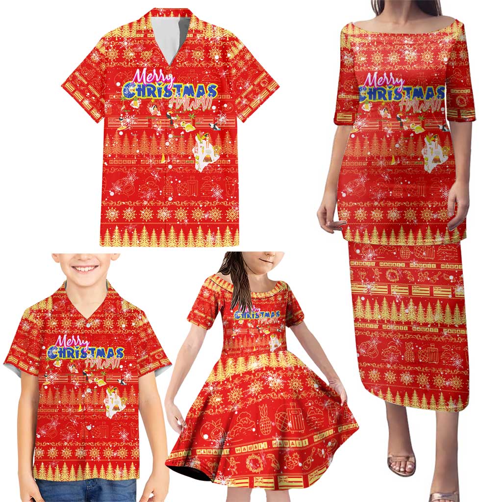 Merry Christmas Hawaii Family Matching Puletasi and Hawaiian Shirt Xmas Travel Map DT02 - Polynesian Pride
