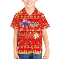 Merry Christmas Hawaii Family Matching Summer Maxi Dress and Hawaiian Shirt Xmas Travel Map DT02 Son's Shirt Red - Polynesian Pride