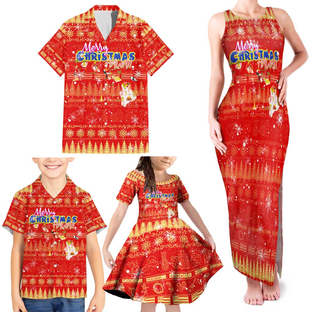 Merry Christmas Hawaii Family Matching Tank Maxi Dress and Hawaiian Shirt Xmas Travel Map DT02 - Polynesian Pride