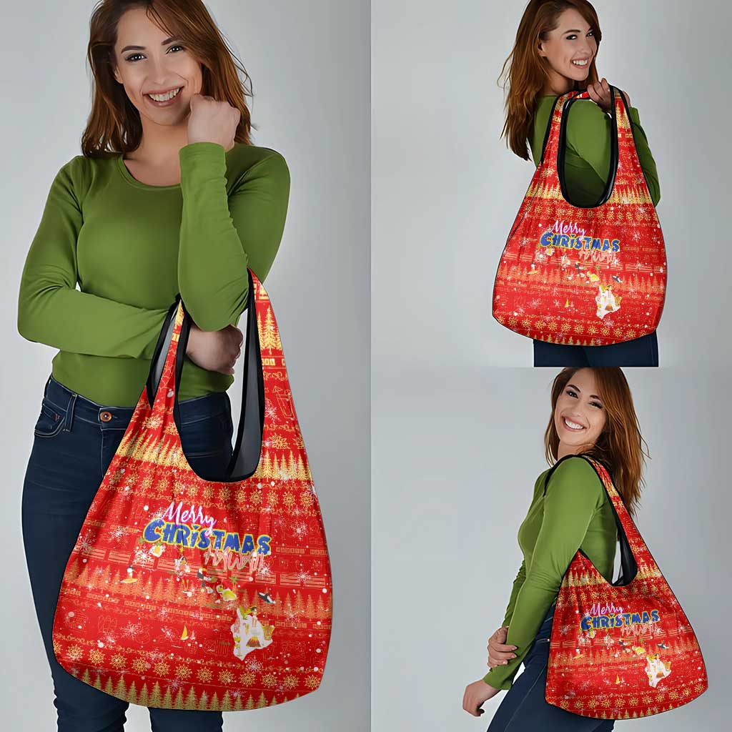 Merry Christmas Hawaii Grocery Bag Xmas Travel Map - Polynesian Pride