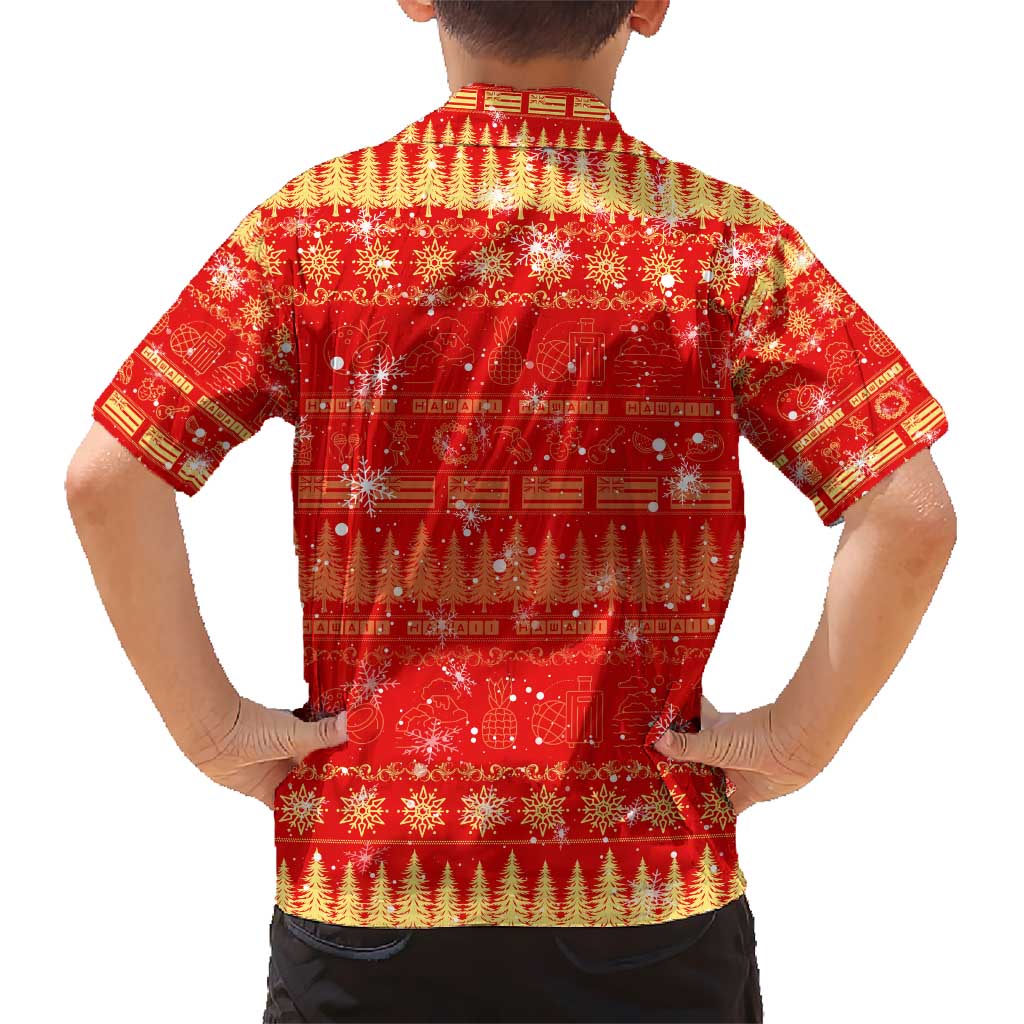 Merry Christmas Hawaii Kid Hawaiian Shirt Xmas Travel Map - Polynesian Pride