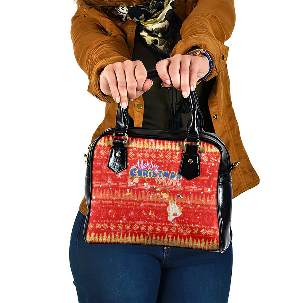 Merry Christmas Hawaii Shoulder Handbag Xmas Travel Map - Polynesian Pride