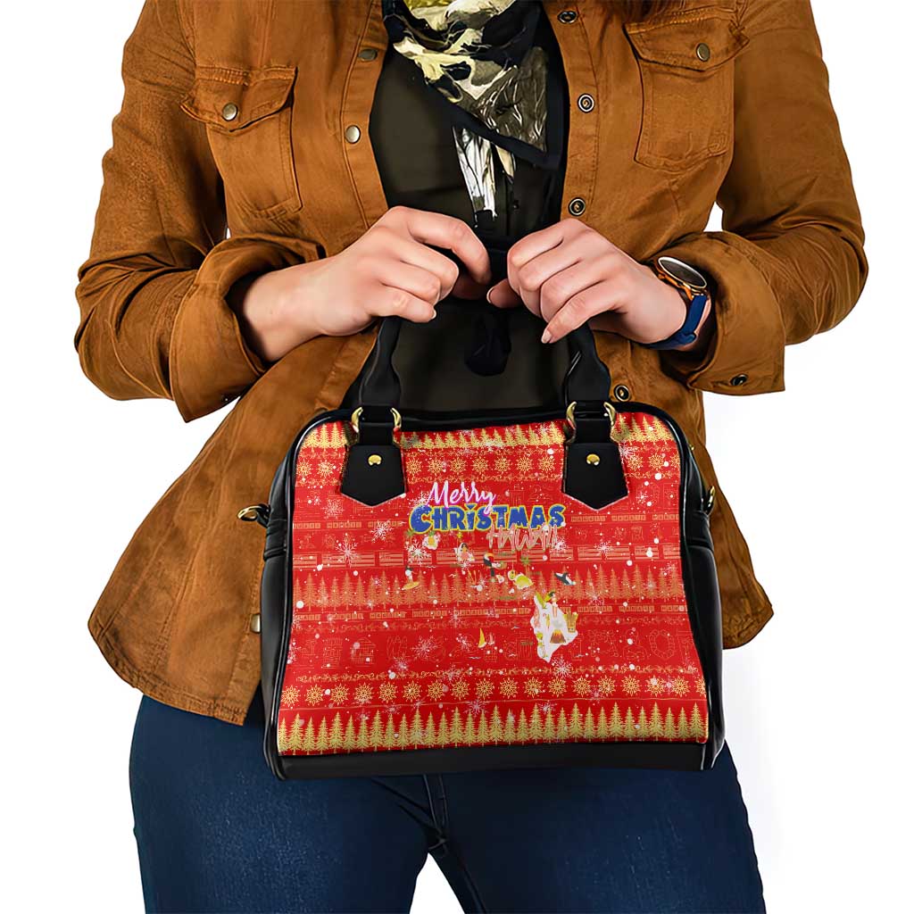 Merry Christmas Hawaii Shoulder Handbag Xmas Travel Map - Polynesian Pride