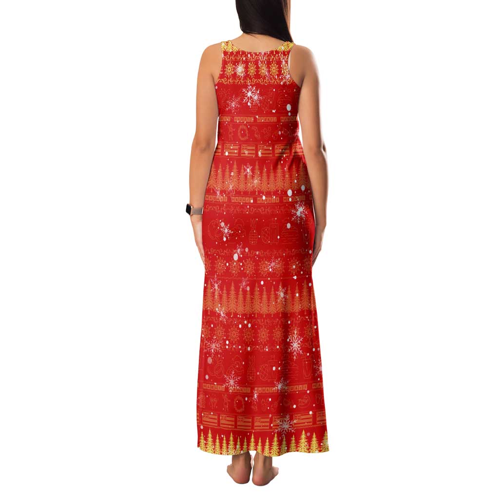 Merry Christmas Hawaii Tank Maxi Dress Xmas Travel Map - Polynesian Pride