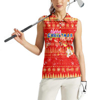 Merry Christmas Hawaii Women Sleeveless Polo Shirt Xmas Travel Map - Polynesian Pride