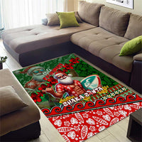 Mele Kalikimaka Shaka Santa Area Rug Hawaiian Surf Christmas Design with Aloha Spirit DT02 - Polynesian Pride