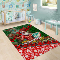Mele Kalikimaka Shaka Santa Area Rug Hawaiian Surf Christmas Design with Aloha Spirit DT02 - Polynesian Pride