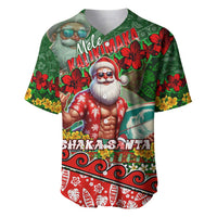 Mele Kalikimaka Shaka Santa Baseball Jersey Hawaiian Surf Christmas Design with Aloha Spirit DT02 Green - Polynesian Pride