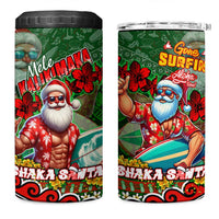 Mele Kalikimaka Shaka Santa 4 in 1 Can Cooler Tumbler Hawaiian Surf Christmas Design with Aloha Spirit DT02 One Size: 16 oz Green - Polynesian Pride