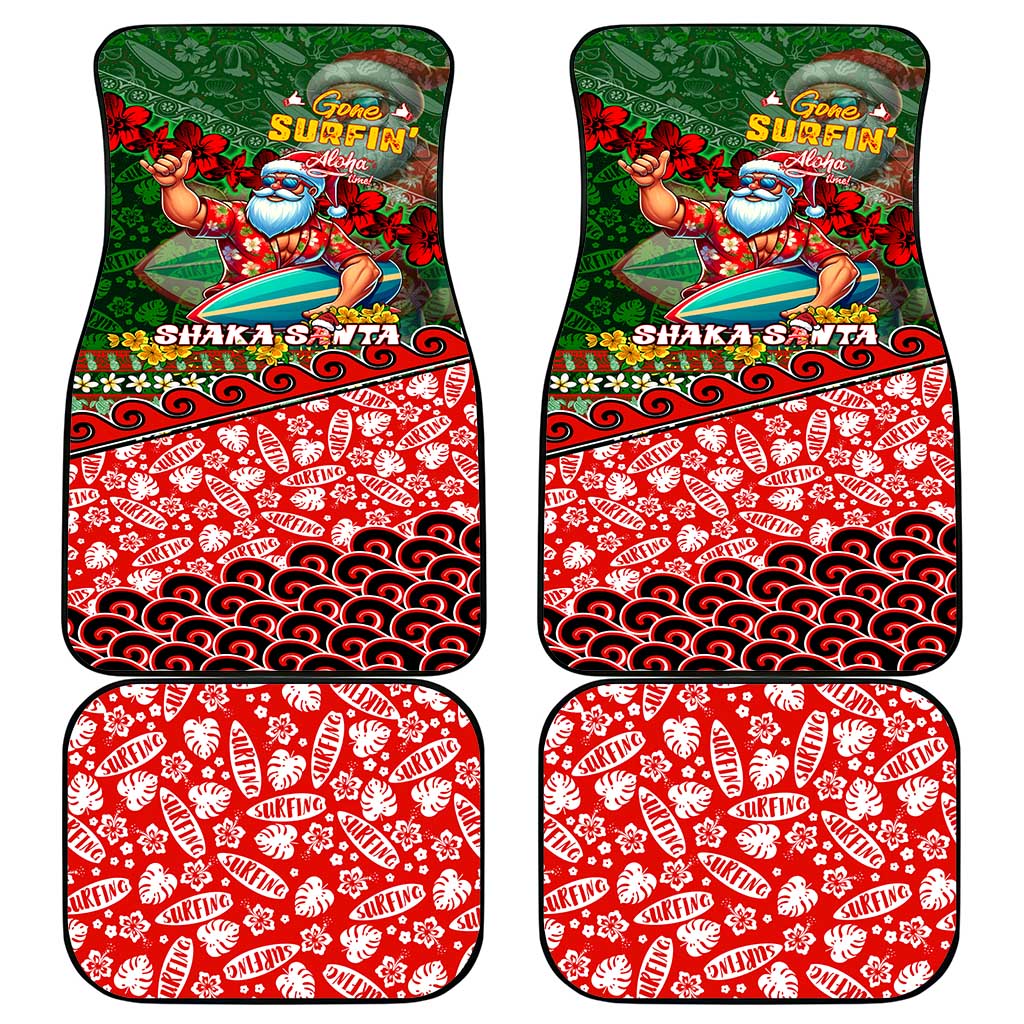 Mele Kalikimaka Shaka Santa Car Mats Hawaiian Surf Christmas Design with Aloha Spirit DT02 - Polynesian Pride