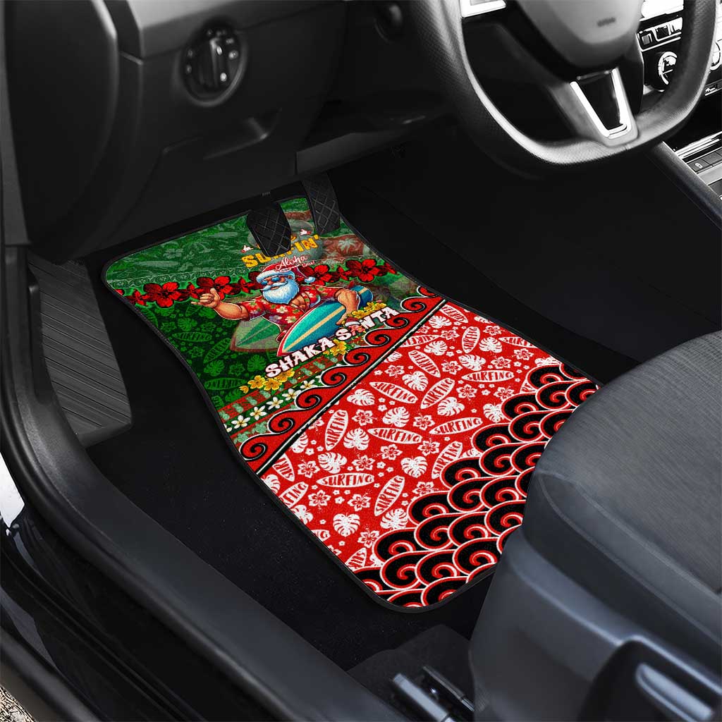 Mele Kalikimaka Shaka Santa Car Mats Hawaiian Surf Christmas Design with Aloha Spirit DT02 - Polynesian Pride