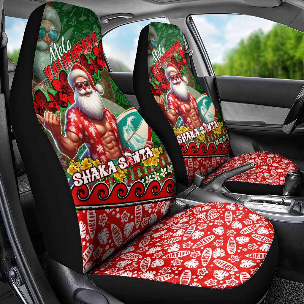 Mele Kalikimaka Shaka Santa Car Seat Cover Hawaiian Surf Christmas Design with Aloha Spirit DT02 - Polynesian Pride