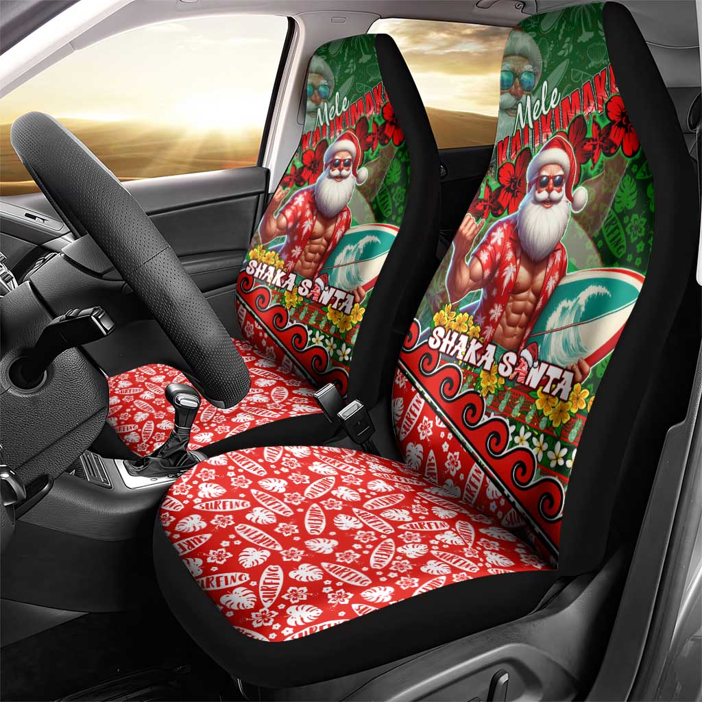 Mele Kalikimaka Shaka Santa Car Seat Cover Hawaiian Surf Christmas Design with Aloha Spirit DT02 - Polynesian Pride