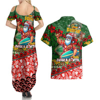 Mele Kalikimaka Shaka Santa Couples Matching Summer Maxi Dress and Hawaiian Shirt Hawaiian Surf Christmas Design with Aloha Spirit DT02 - Polynesian Pride