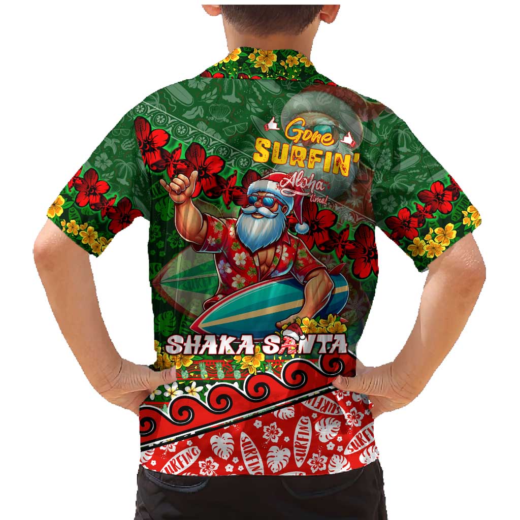 Mele Kalikimaka Shaka Santa Family Matching Mermaid Dress and Hawaiian Shirt Hawaiian Surf Christmas Design with Aloha Spirit DT02 - Polynesian Pride