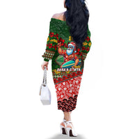 Mele Kalikimaka Shaka Santa Family Matching Off The Shoulder Long Sleeve Dress and Hawaiian Shirt Hawaiian Surf Christmas Design with Aloha Spirit DT02 - Polynesian Pride