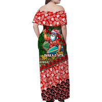 Mele Kalikimaka Shaka Santa Family Matching Off Shoulder Maxi Dress and Hawaiian Shirt Hawaiian Surf Christmas Design with Aloha Spirit DT02 - Polynesian Pride