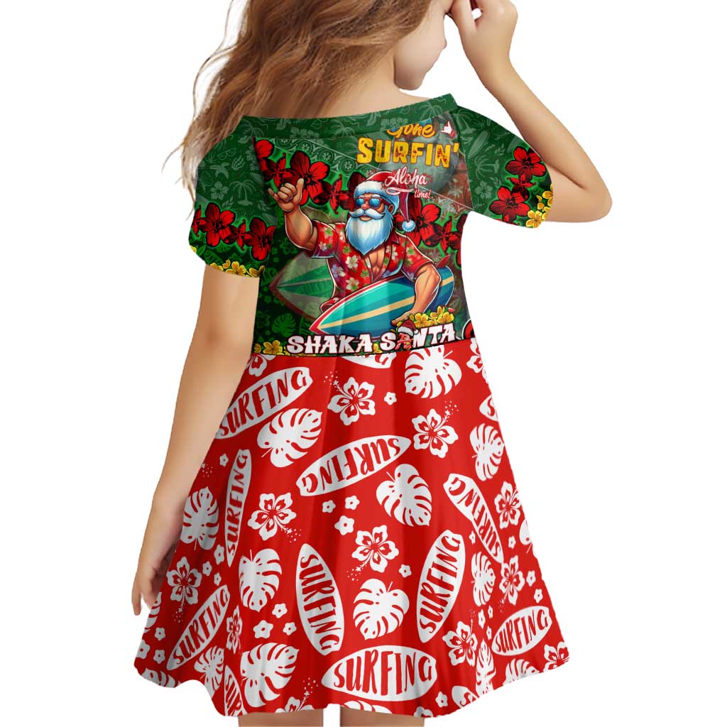 Mele Kalikimaka Shaka Santa Family Matching Off Shoulder Short Dress and Hawaiian Shirt Hawaiian Surf Christmas Design with Aloha Spirit DT02 - Polynesian Pride