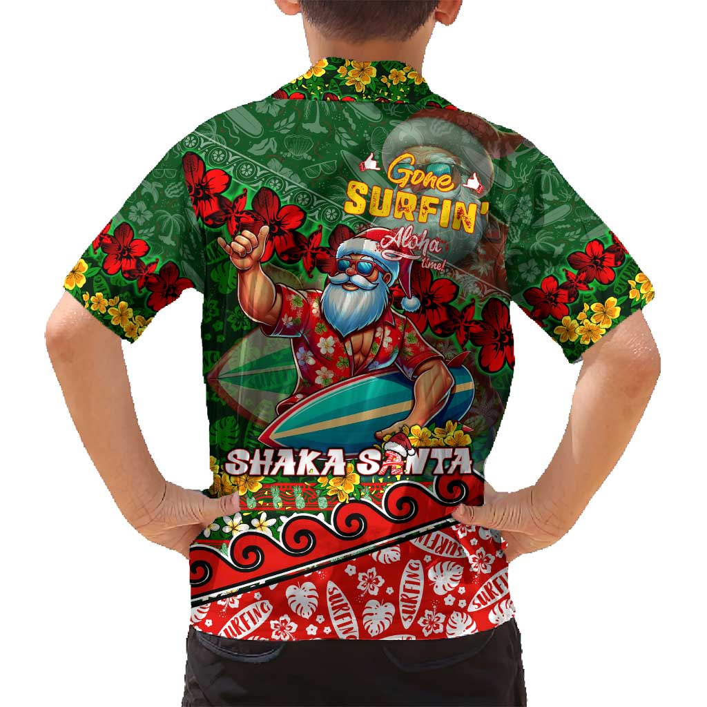 Mele Kalikimaka Shaka Santa Family Matching Puletasi and Hawaiian Shirt Hawaiian Surf Christmas Design with Aloha Spirit DT02 - Polynesian Pride