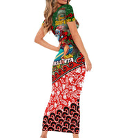 Mele Kalikimaka Shaka Santa Family Matching Short Sleeve Bodycon Dress and Hawaiian Shirt Hawaiian Surf Christmas Design with Aloha Spirit DT02 - Polynesian Pride