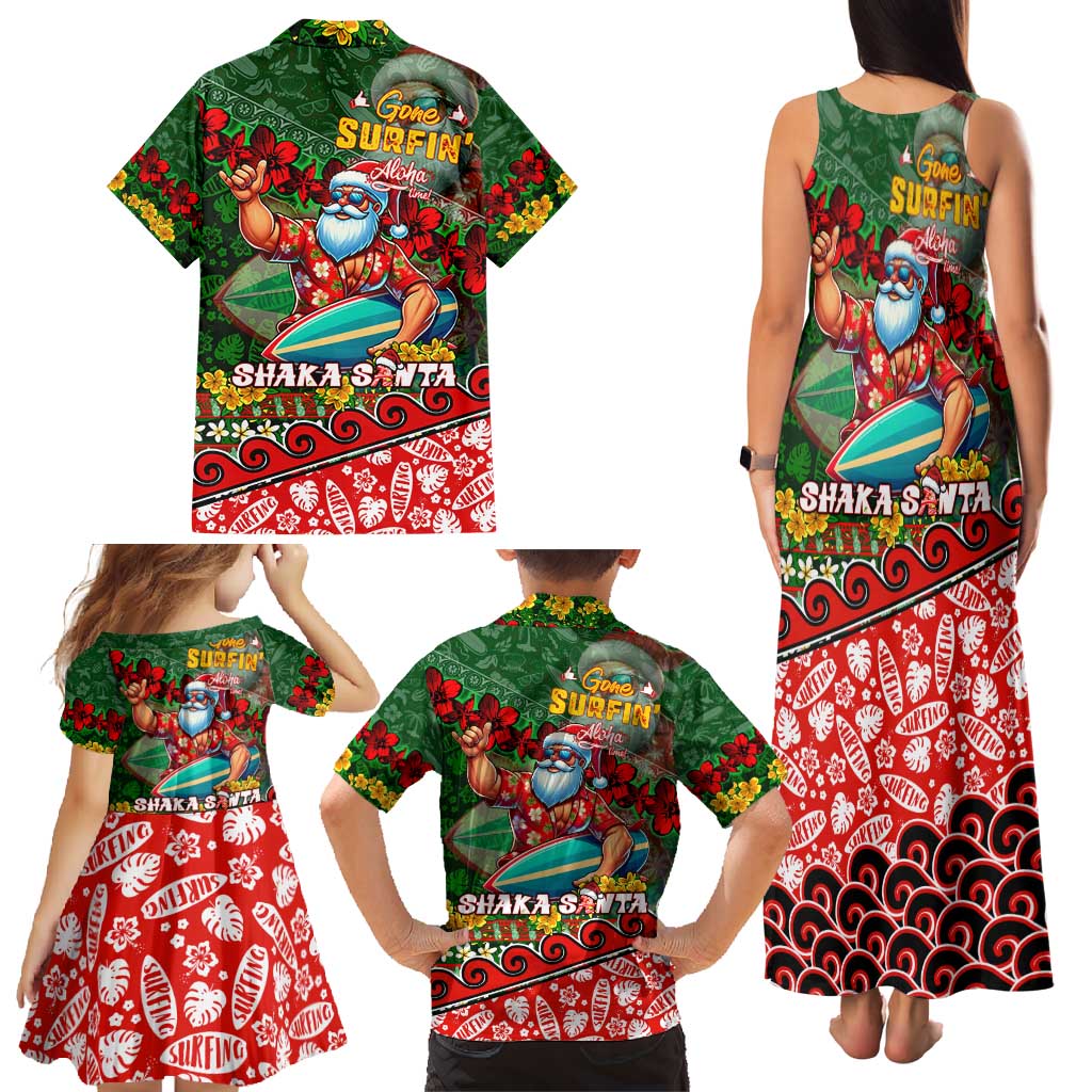 Mele Kalikimaka Shaka Santa Family Matching Tank Maxi Dress and Hawaiian Shirt Hawaiian Surf Christmas Design with Aloha Spirit DT02 - Polynesian Pride