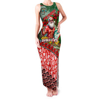 Mele Kalikimaka Shaka Santa Family Matching Tank Maxi Dress and Hawaiian Shirt Hawaiian Surf Christmas Design with Aloha Spirit DT02 Mom's Dress Green - Polynesian Pride