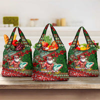 Mele Kalikimaka Shaka Santa Grocery Bag Hawaiian Surf Christmas Design with Aloha Spirit DT02 3-pack One Size Green - Polynesian Pride
