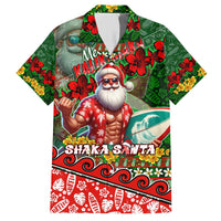 Mele Kalikimaka Shaka Santa Hawaiian Shirt Hawaiian Surf Christmas Design with Aloha Spirit DT02 Green - Polynesian Pride
