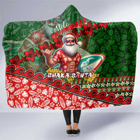 Mele Kalikimaka Shaka Santa Hooded Blanket Hawaiian Surf Christmas Design with Aloha Spirit DT02 One Size Green - Polynesian Pride