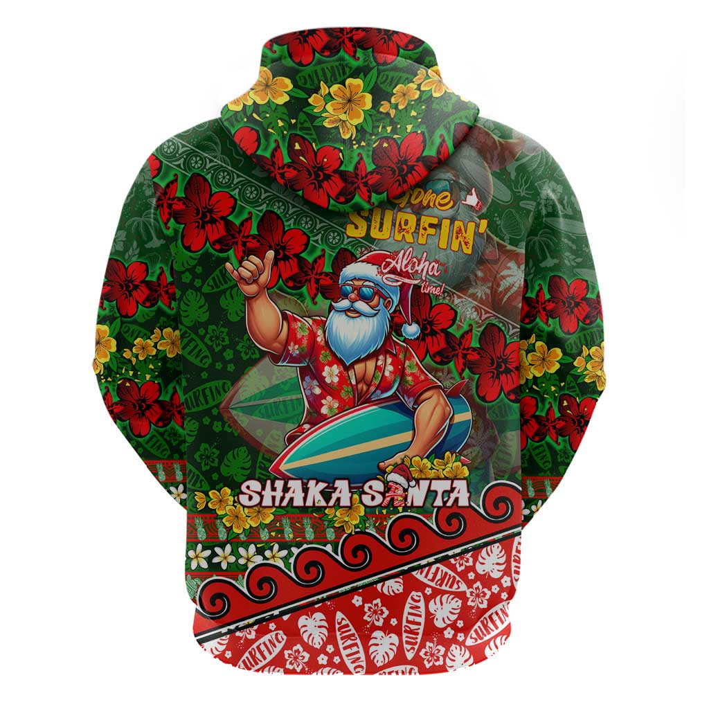 Mele Kalikimaka Shaka Santa Hoodie Hawaiian Surf Christmas Design with Aloha Spirit DT02 - Polynesian Pride