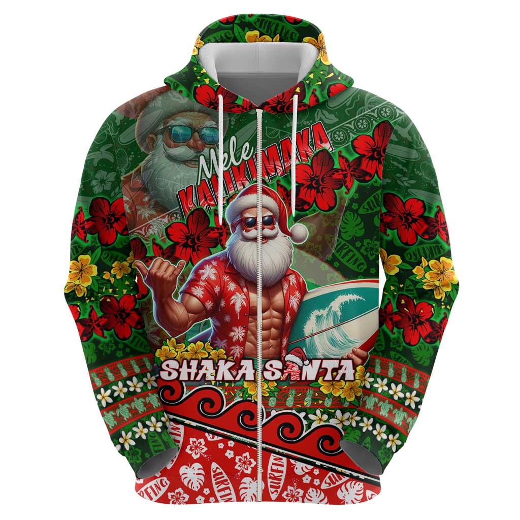 Mele Kalikimaka Shaka Santa Hoodie Hawaiian Surf Christmas Design with Aloha Spirit DT02 - Polynesian Pride