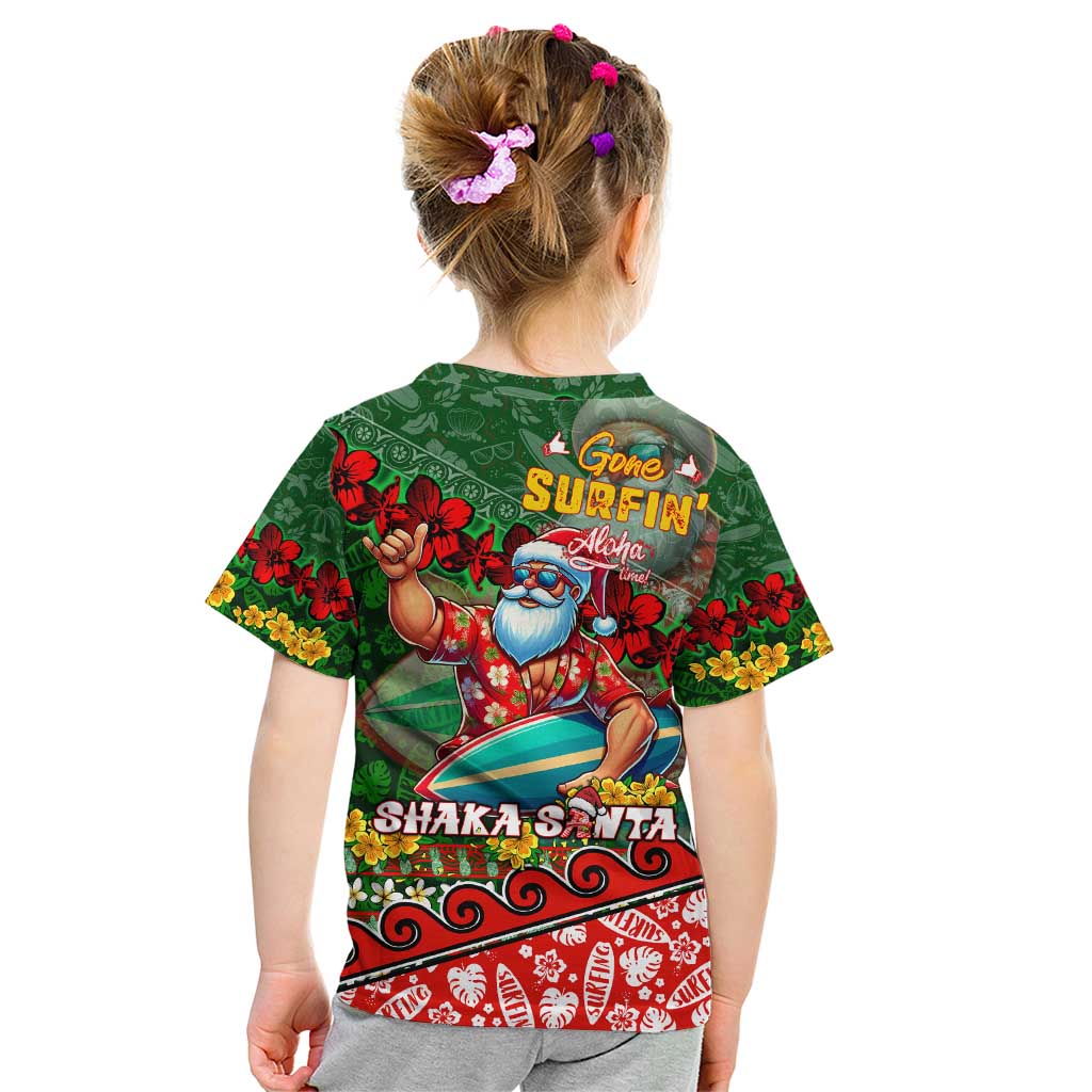 Mele Kalikimaka Shaka Santa Kid T Shirt Hawaiian Surf Christmas Design with Aloha Spirit DT02 - Polynesian Pride