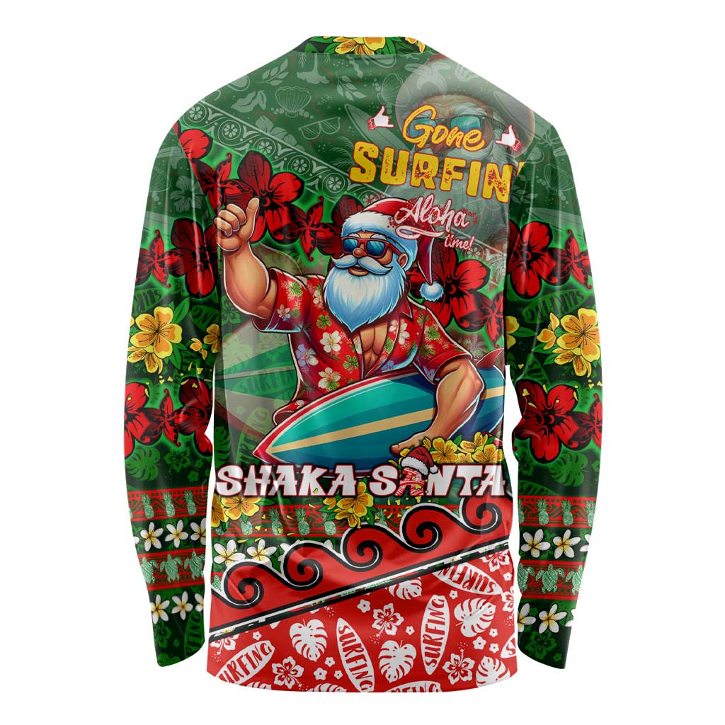 Mele Kalikimaka Shaka Santa Long Sleeve Shirt Hawaiian Surf Christmas Design with Aloha Spirit DT02 - Polynesian Pride