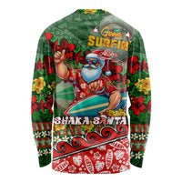 Mele Kalikimaka Shaka Santa Long Sleeve Shirt Hawaiian Surf Christmas Design with Aloha Spirit DT02 - Polynesian Pride