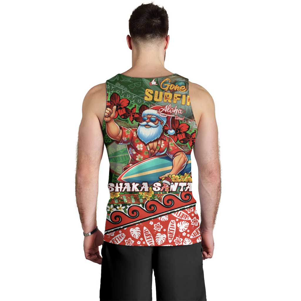 Mele Kalikimaka Shaka Santa Men Tank Top Hawaiian Surf Christmas Design with Aloha Spirit DT02 - Polynesian Pride