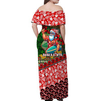 Mele Kalikimaka Shaka Santa Off Shoulder Maxi Dress Hawaiian Surf Christmas Design with Aloha Spirit DT02 - Polynesian Pride