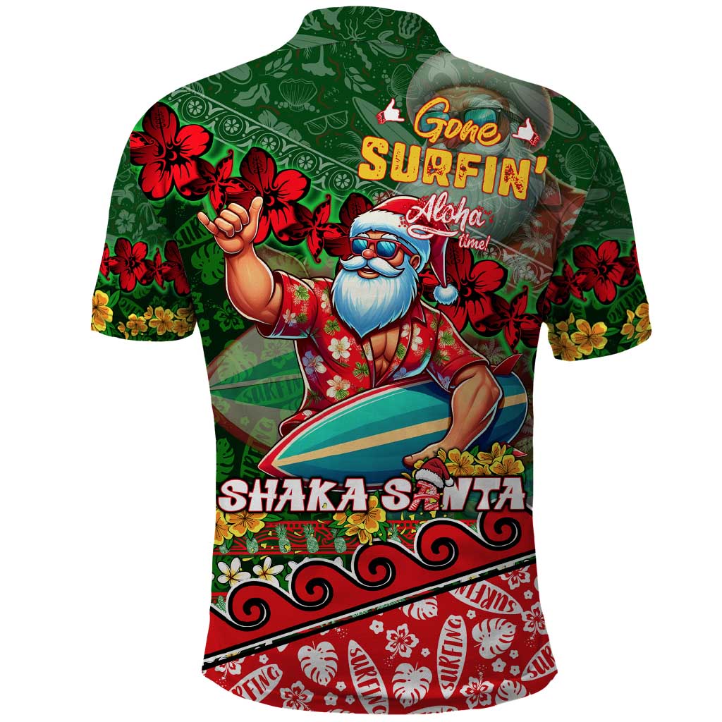 Mele Kalikimaka Shaka Santa Polo Shirt Hawaiian Surf Christmas Design with Aloha Spirit DT02 - Polynesian Pride